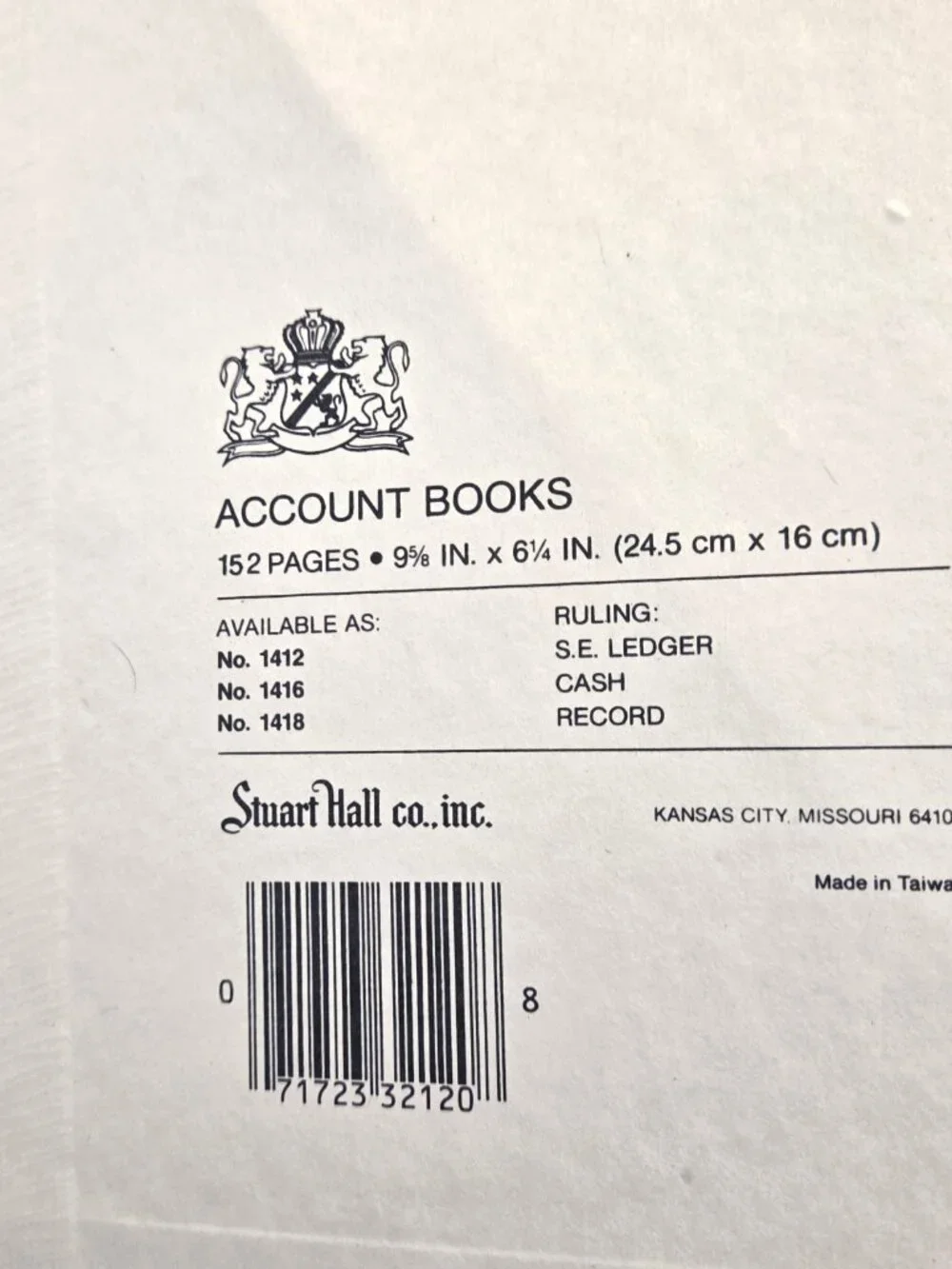 Blank Vtg Stuart Hall Executive Account Record Note Book Black #1418 Numbered